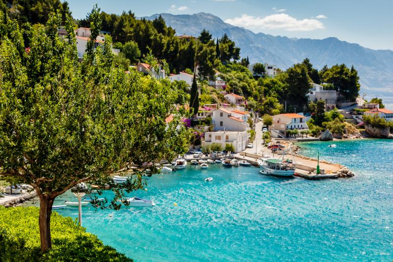 beautiful adriatic bay and the village near split croatia