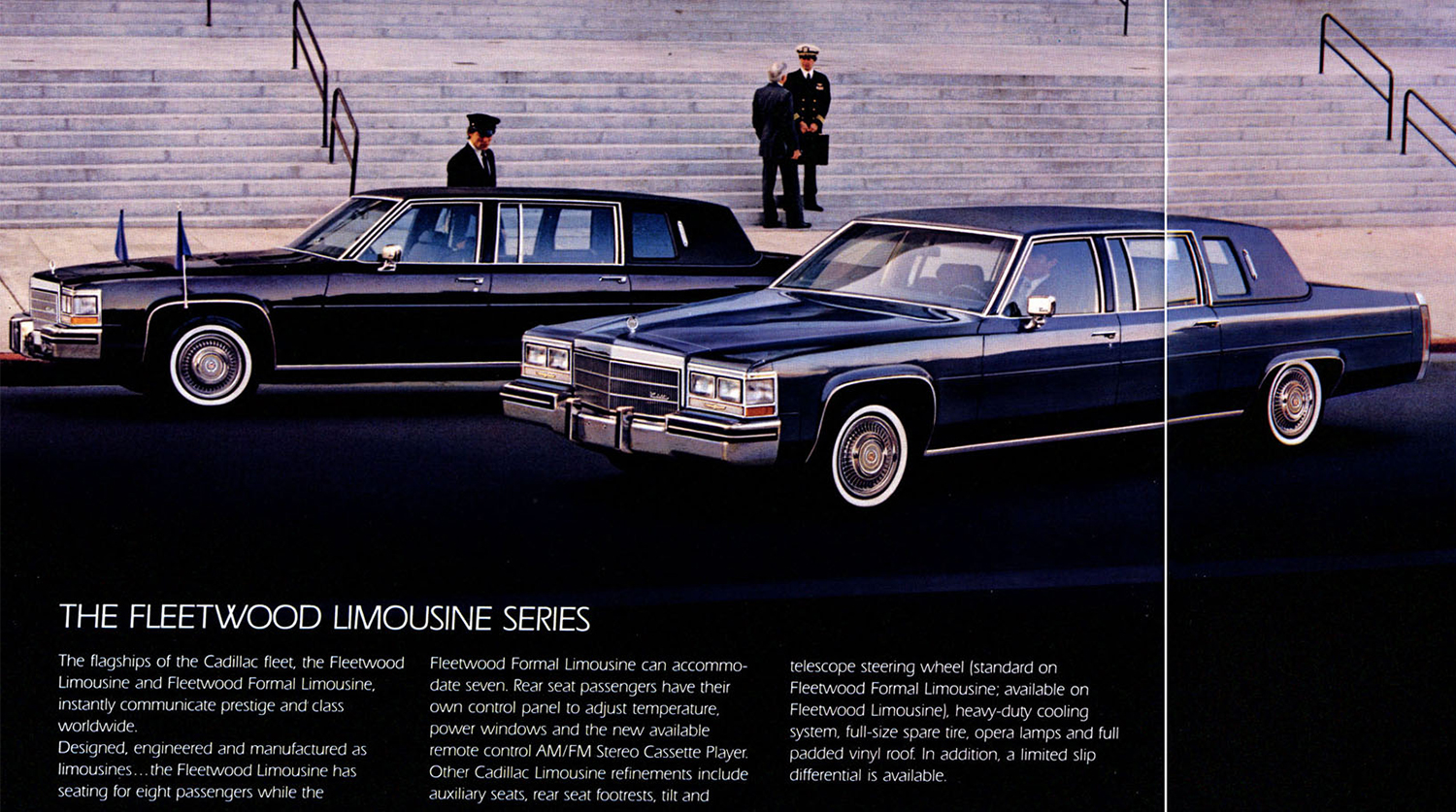 Лимузины Cadillac Fleetwood 1984 года. Страница рекламного буклета
