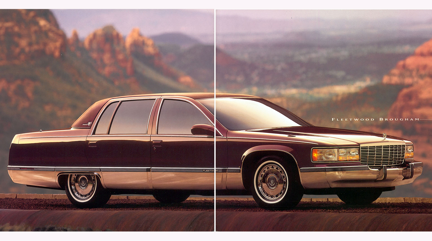 Cadillac Fleetwood Brougham 1995 или 1996 года. Последний классический рамный заднеприводный Cadillac делил платформу B-body с Chevrolet Caprice и Impala, Buick Roadmaster и Oldsmobile Custom Cruiser, в 1996 году производство всей линейки было прекращено, на конвейер встали внедорожники Chevrolet Tahoe
